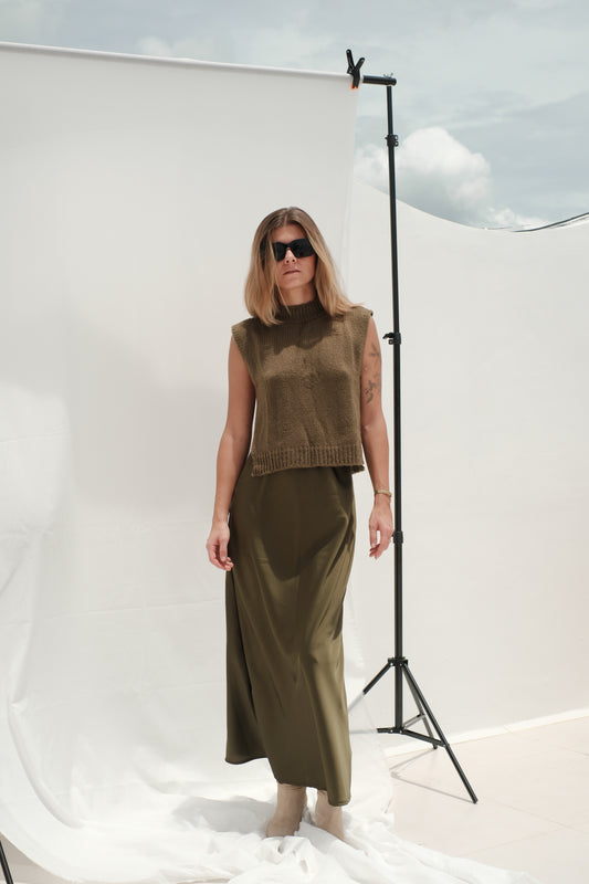 Hedvábná sukně zelená